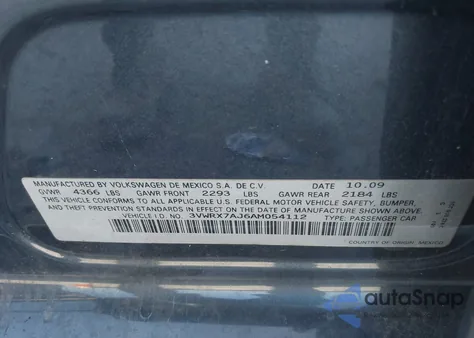 2010 Volkswagen Jetta Limited Edition/Se/Sel from USA, damaged, VIN 3VWRX7AJ6AM054112